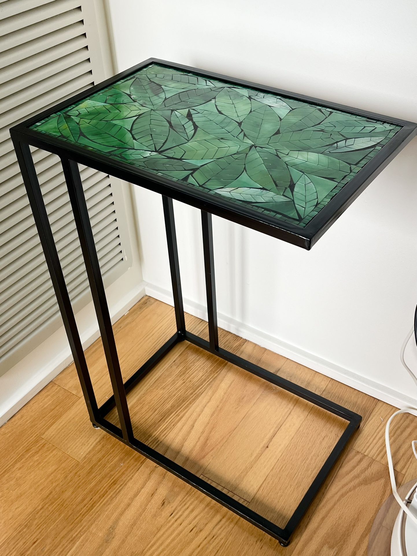Sofa Side Table w/Green Stained Glass Top