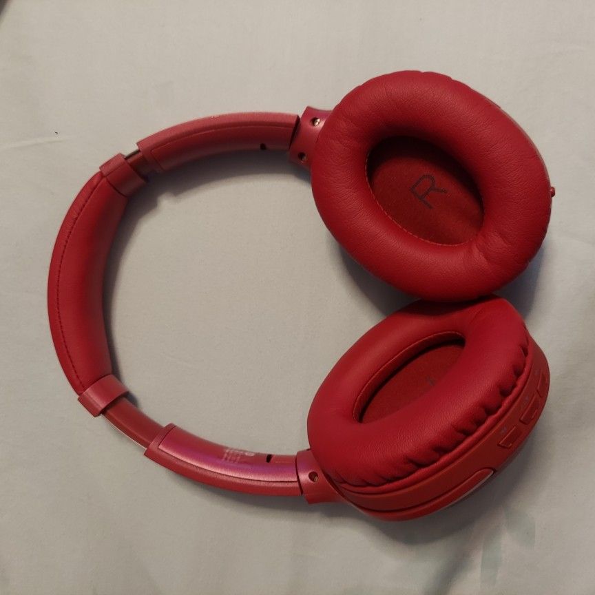 Brookstone Active Noise Cancelling Bluetooth Headphones Red. for