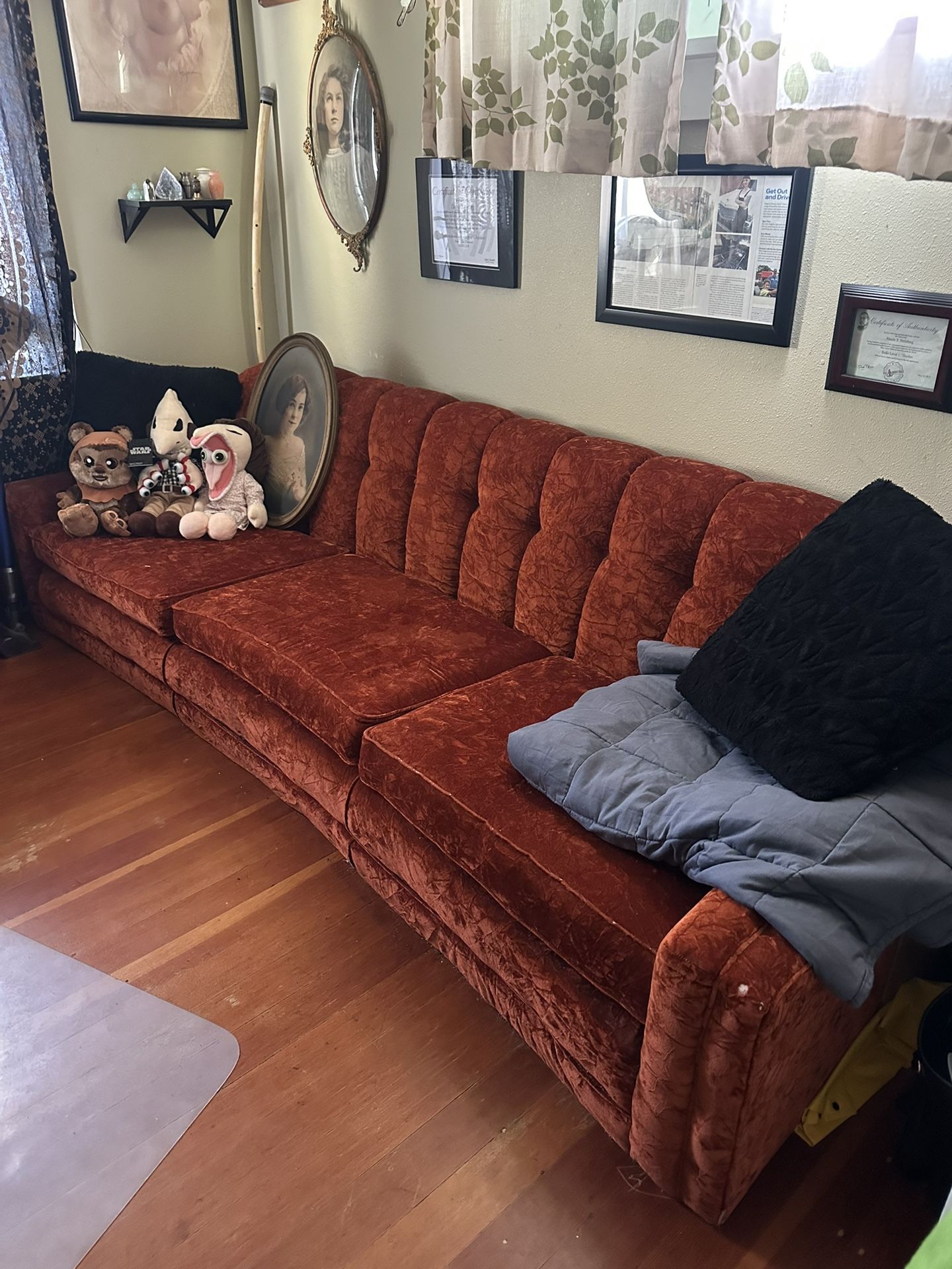 Vintage Crushed Velvet Couch