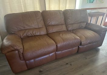 Brown Leather Electric Reclining Couch