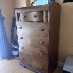 Wooden Armoire/Dresser with Mirror