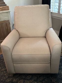 Beige Fabric Upholstered Recliner Chair