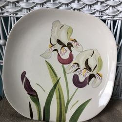 Vintage 1950s Mcm Iris Hand Painted Plate Perfect Condition 