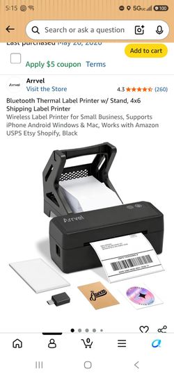 Arrvel Bluetooth Thermal Label Printer with Stand