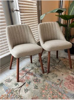 Set of 2 Mid-Century Upholstered Dining Chairs