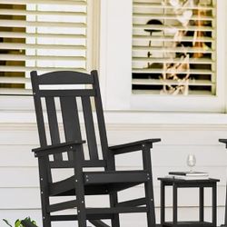 LUE BONA Rocking Chair Outdoor, Weather Resistant Poly Plastic Rocker Chairs, 350lb Heavy Duty, Oversized Porch for Adult, High Back Smooth Chairs Out