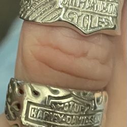 2 Sterling Silver Harley Davidson Rings