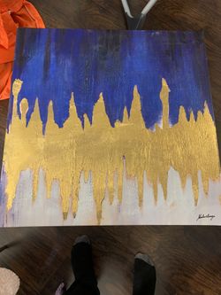 Blue,white,gold painting 30x30 25$
