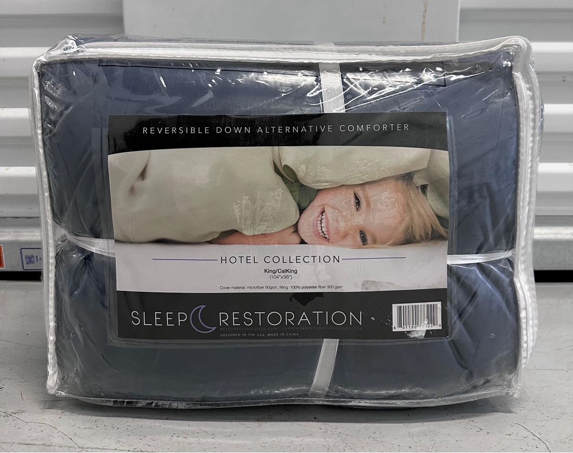 King/ Cal King Size Comforter- Reversible Navy/Sleet