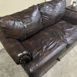 Brown leather couch