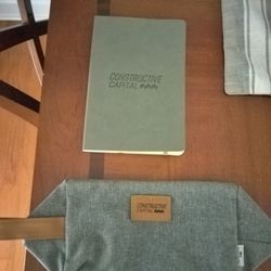 Leather Notebook, Paper And Travel Cosmetic Pouch- Never Used