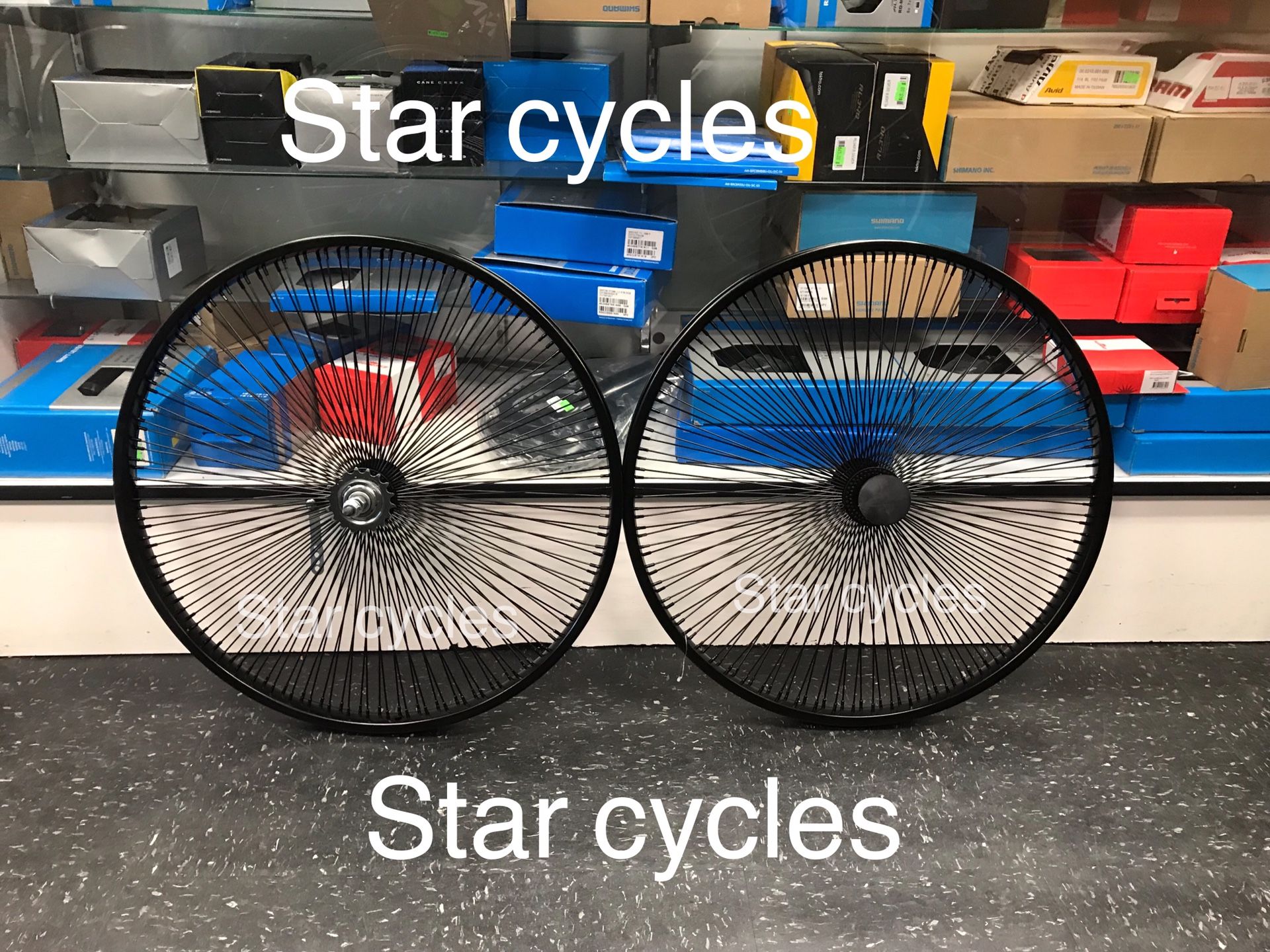 Lowrider 144 spoke .black color .26 wheels . $120 for the set