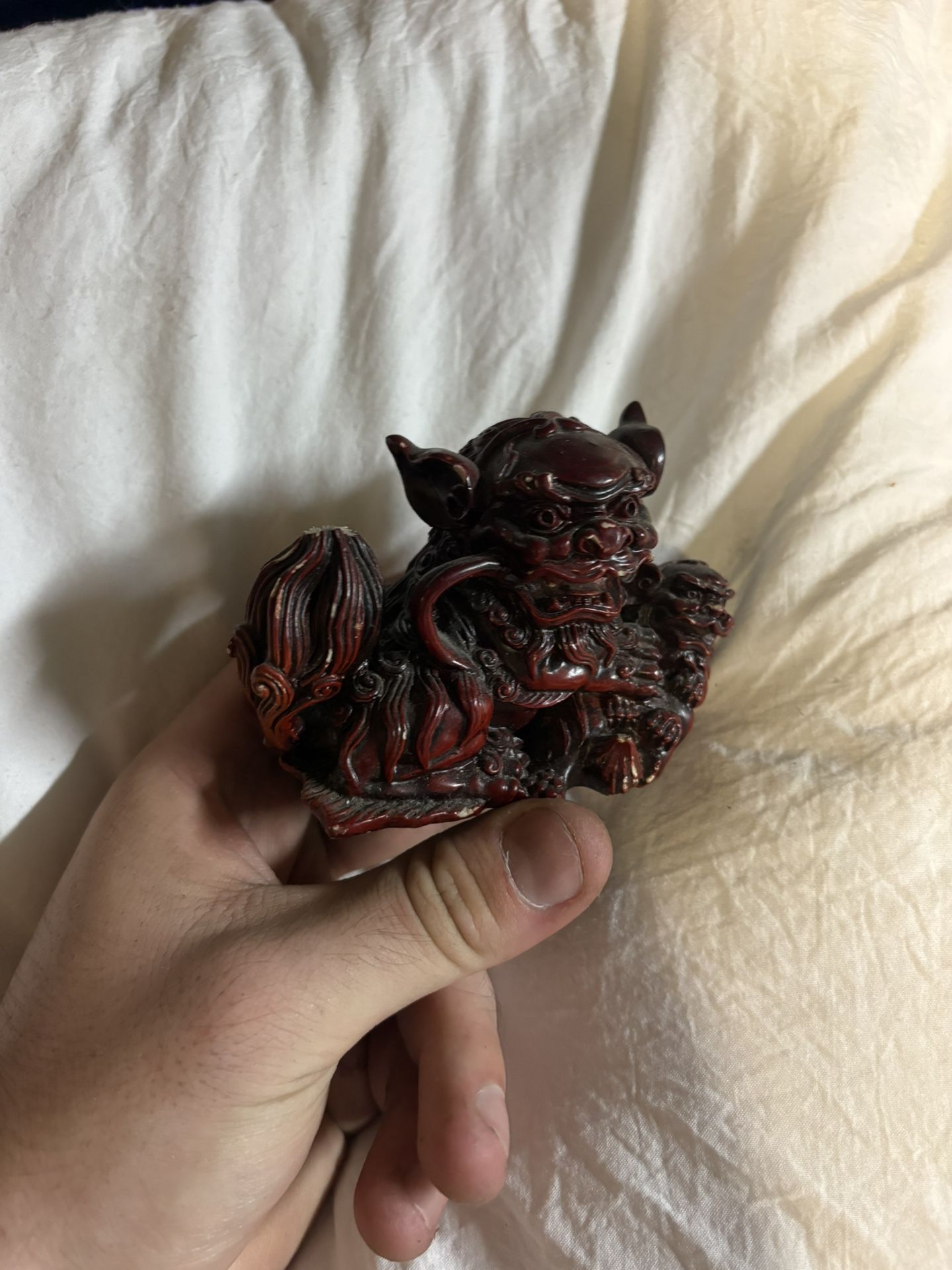 Red Resin Foo Dog Statues