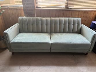 Velvet Square Arm Convertible Sofa