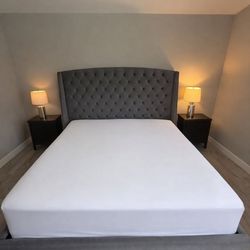 Tufted Upholstered KING Bed Framw