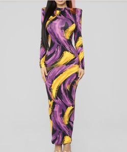 Purple, Yellow and Black Dress