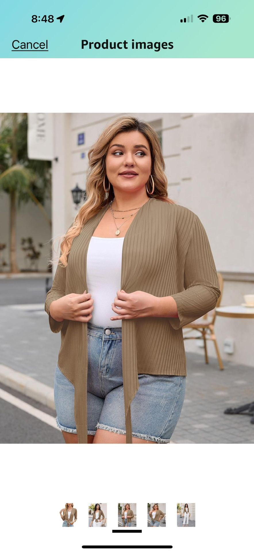 Women's Tie Front Shrug Casual 3/4 Sleeve Bolero Cardigan Lightweight Summer Short Shawl Top