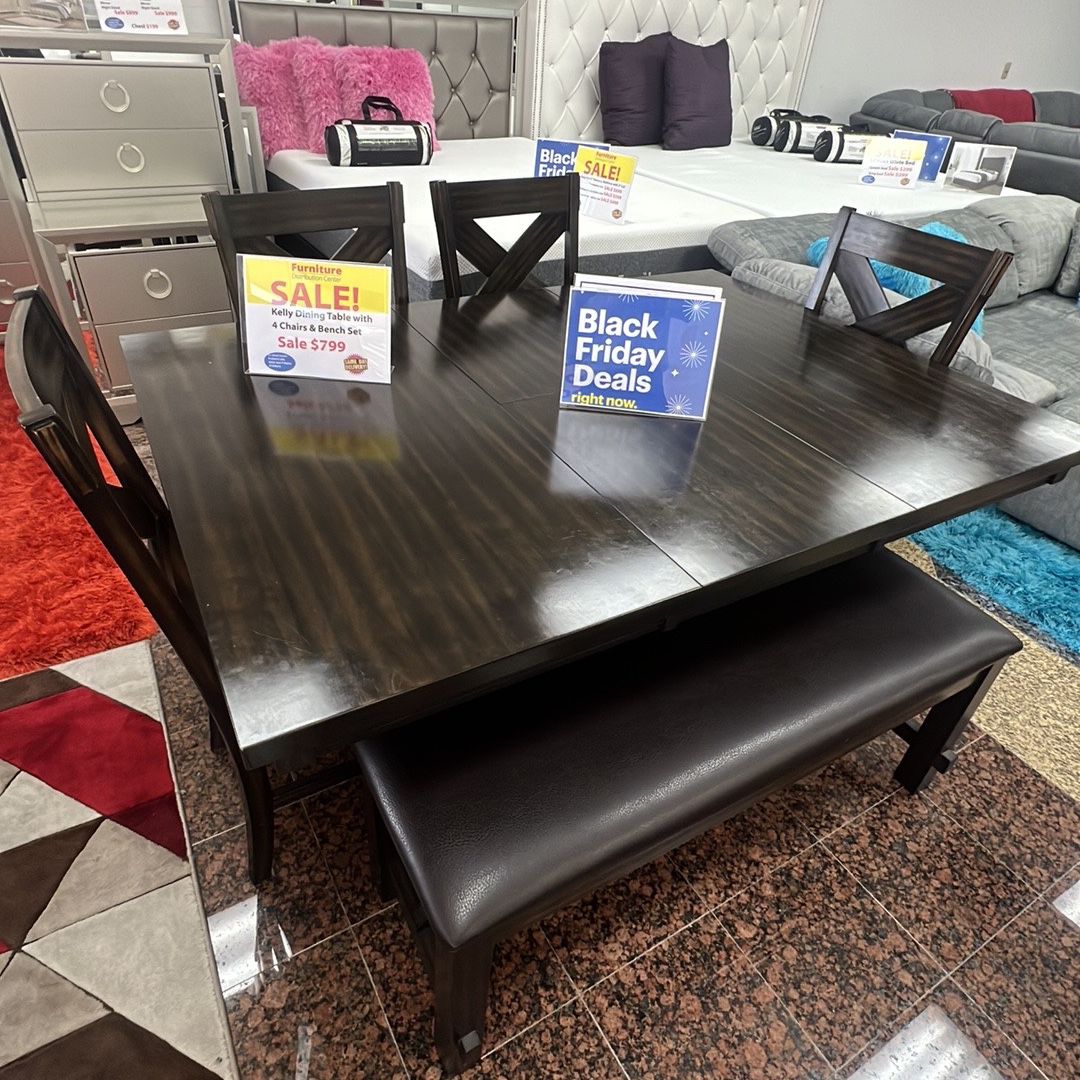 BEAUTIFUL KELLY ADJUSTABLE DINING TABLE SET!$599!*SAME DAY DELIVERY*NO CREDIT NEEDED*
