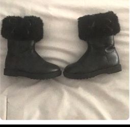 Black leather/fur Toddler Boots