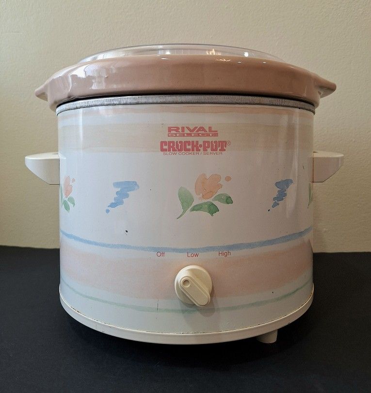 VINTAGE RIVAL CROCK-POT SLOW COOKER WITH MANUAL & PLASTIC LID