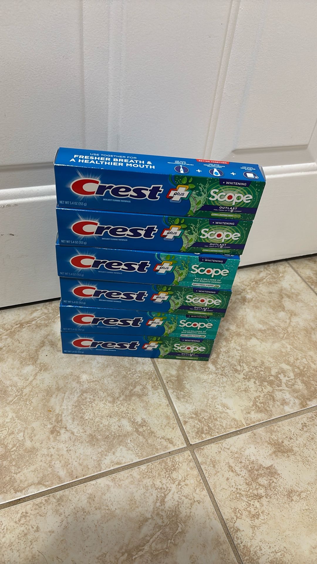 6 Crest Scope Outlast Toothpaste 5.4 Oz Each $10