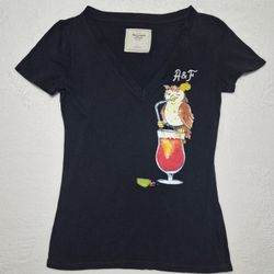 Women's Vintage  A&F V-neck Owl Margarita Graphic Tee