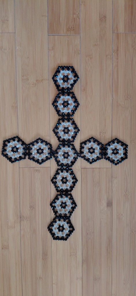 Handmade cross black and sliver
