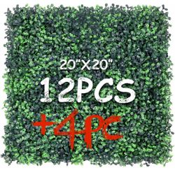 20"X20" Artificial Grass Wall, 16Pcs Boxwood Hedge Wall Panels UV-Anti Grass Backdrop Wall Decor, Greenery Privacy Hedge Screen for Indoor Outdoor Pat