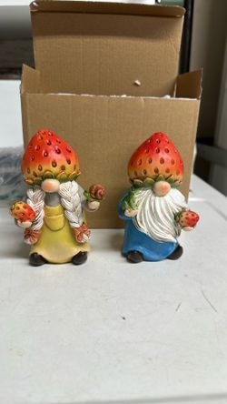 Set of 2 Strawberry-Themed Spring Gnome Figurines