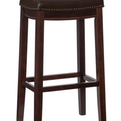 New Brown Leather Saddle Stool – Counter Heigh