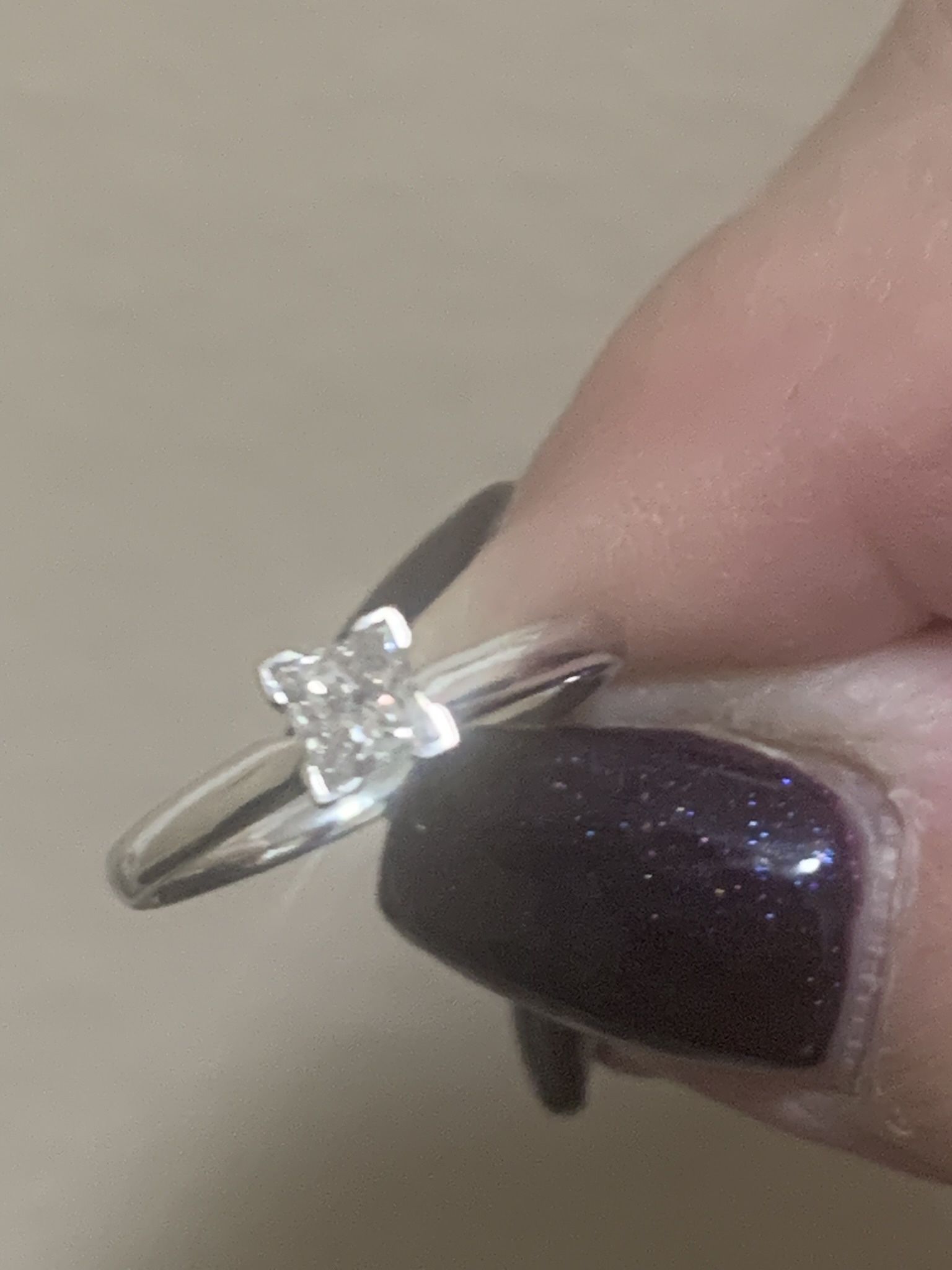Diamond Engagement Ring, 0.5 Karat, 14 Karat White Gold, Size 7