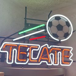Tecate soccer neon beer bar light sign