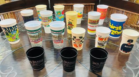 Collection Of Vintage Plastic Souvenir & Promotional Cups (18 Total )