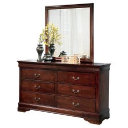 Cherry dresser and mirror real wood new