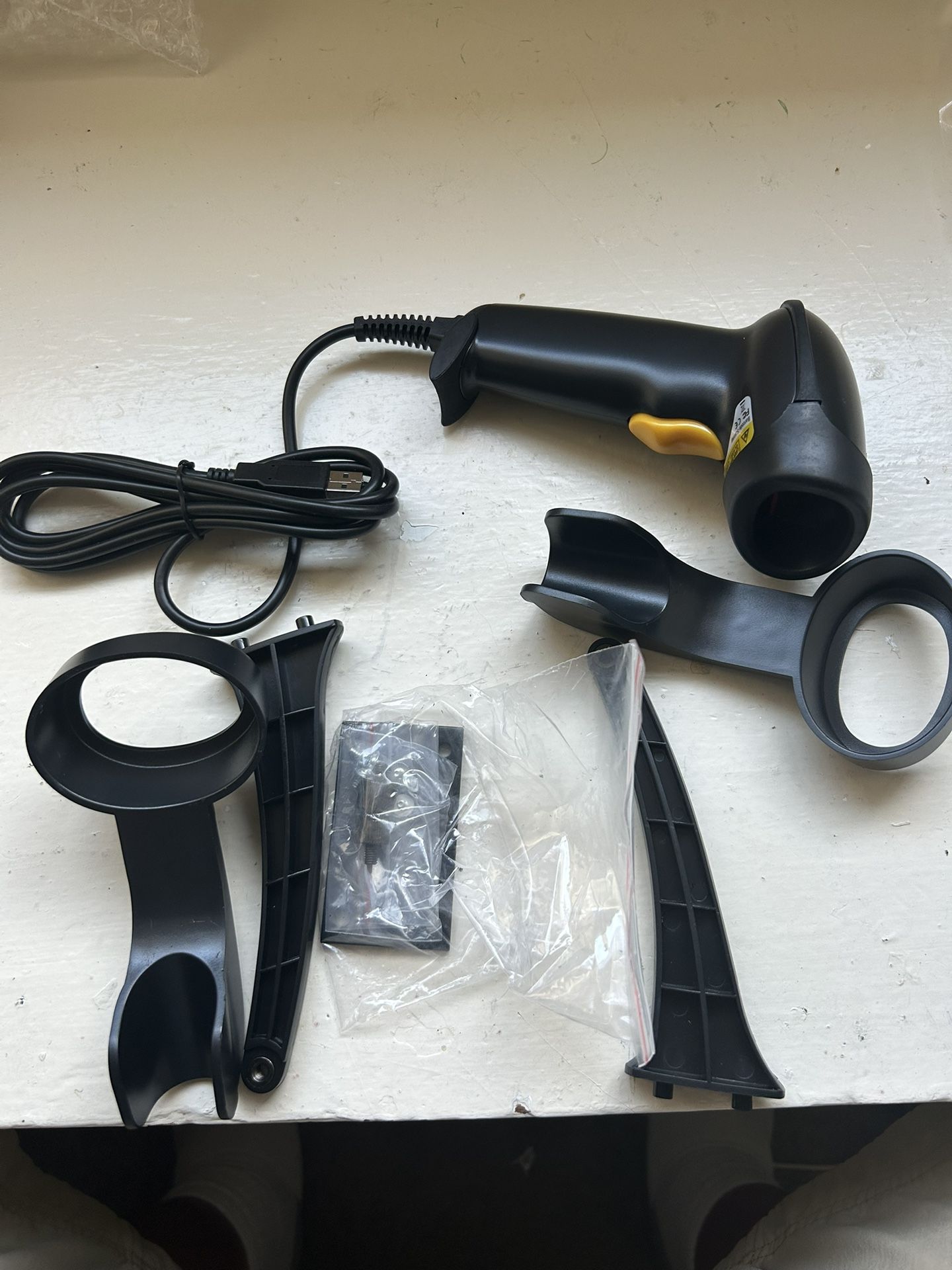 Barcode Scanner with Stand, Wired Handheld Bar Code Scanner with Adjustable Stand