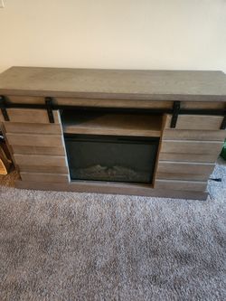 TV Stand with Electric Fireplace for Mid Size Rooms