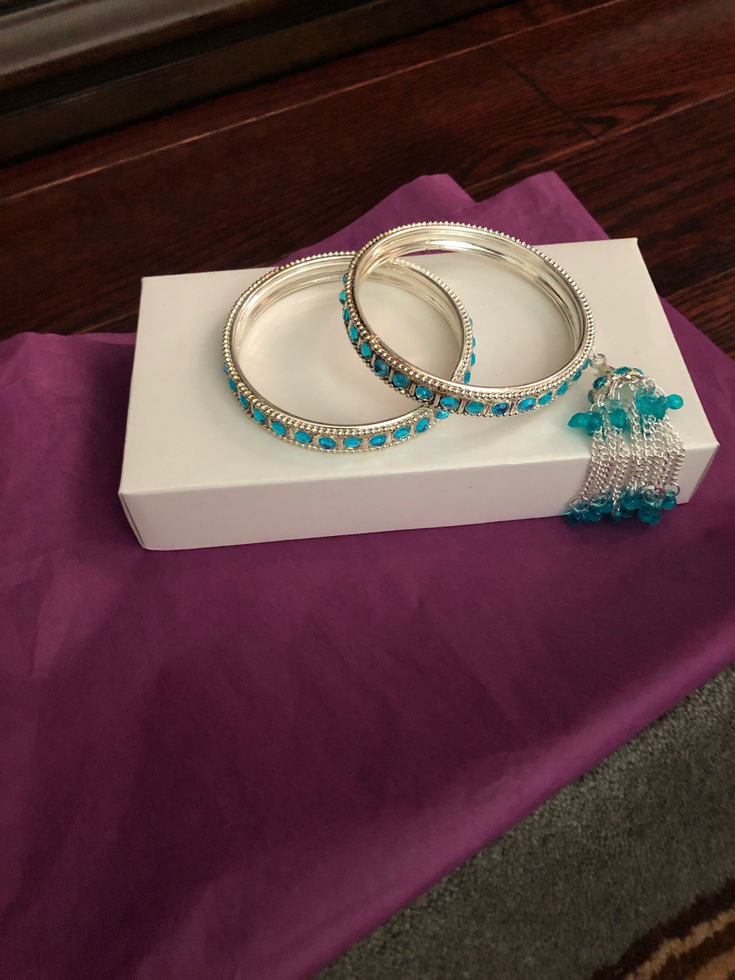 Blue and silver bangles