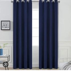 Blackout navy blue 2 panels Grommet curtains 63 in