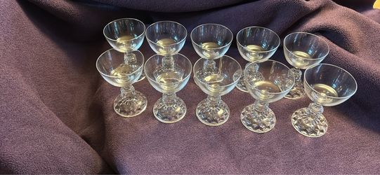 10 vintage crystal cordial glasses