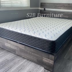 Queen Grey Aticus Platform Bed With Ortho Mattress Included 
