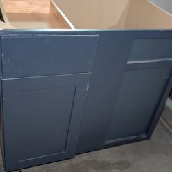 Shaker Blind Corner Kitchen Cabinet in Ink Blue