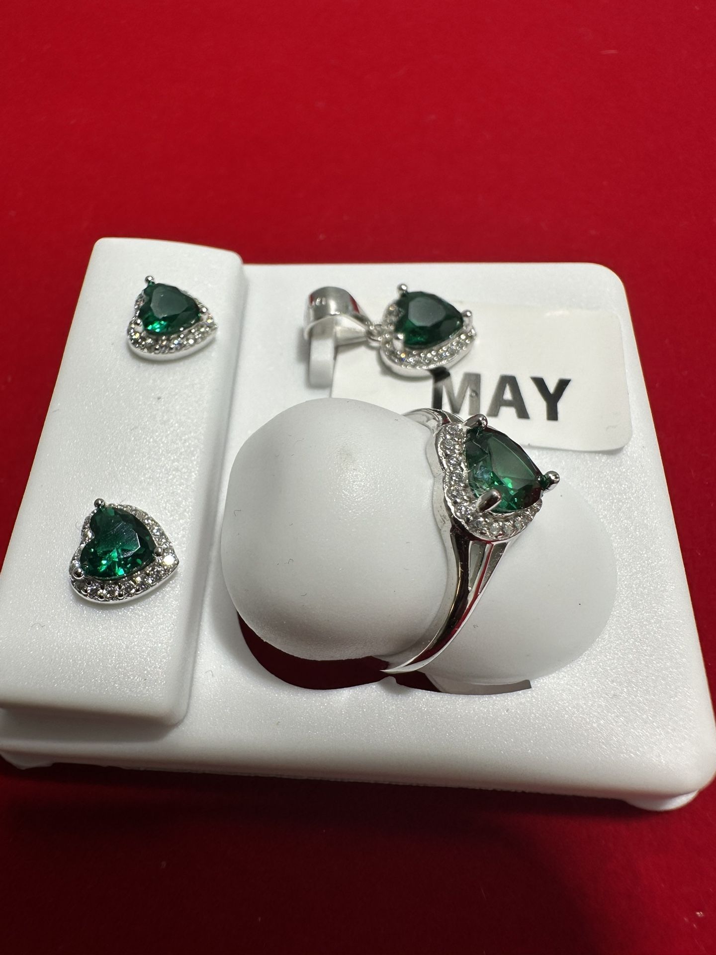 925 Silver Green Stone Earrings & Ring Set πβ¨ β Only $55