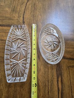 Cut Crystal Glass Dishes Set of 2