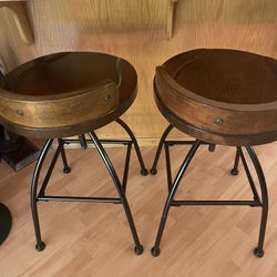 Set of 2 Wooden Bar Stools