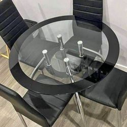New DINING SET Glass Table With CHAIRS JUEGO DE COMEDOR 