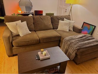 Comfortable Brown Sectional Sofa with Chaise | Removable Washable Covers