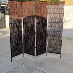 4 Panel Iron And Bamboo Room Divider