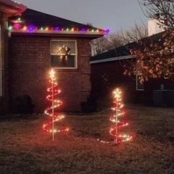 Christmas Lights Set Of 2 Tree Shaped Spiral Light Decor