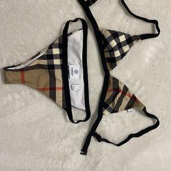 Vintage Burberry Beige Check Triangle Bikini