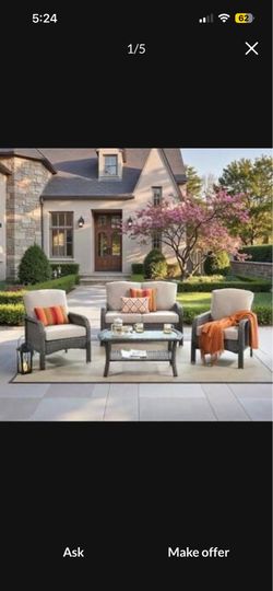 4pc Missisi Gray 4-Piece Wicker Patio Conversation Seating Set with Beige Cushions and Coffee Table